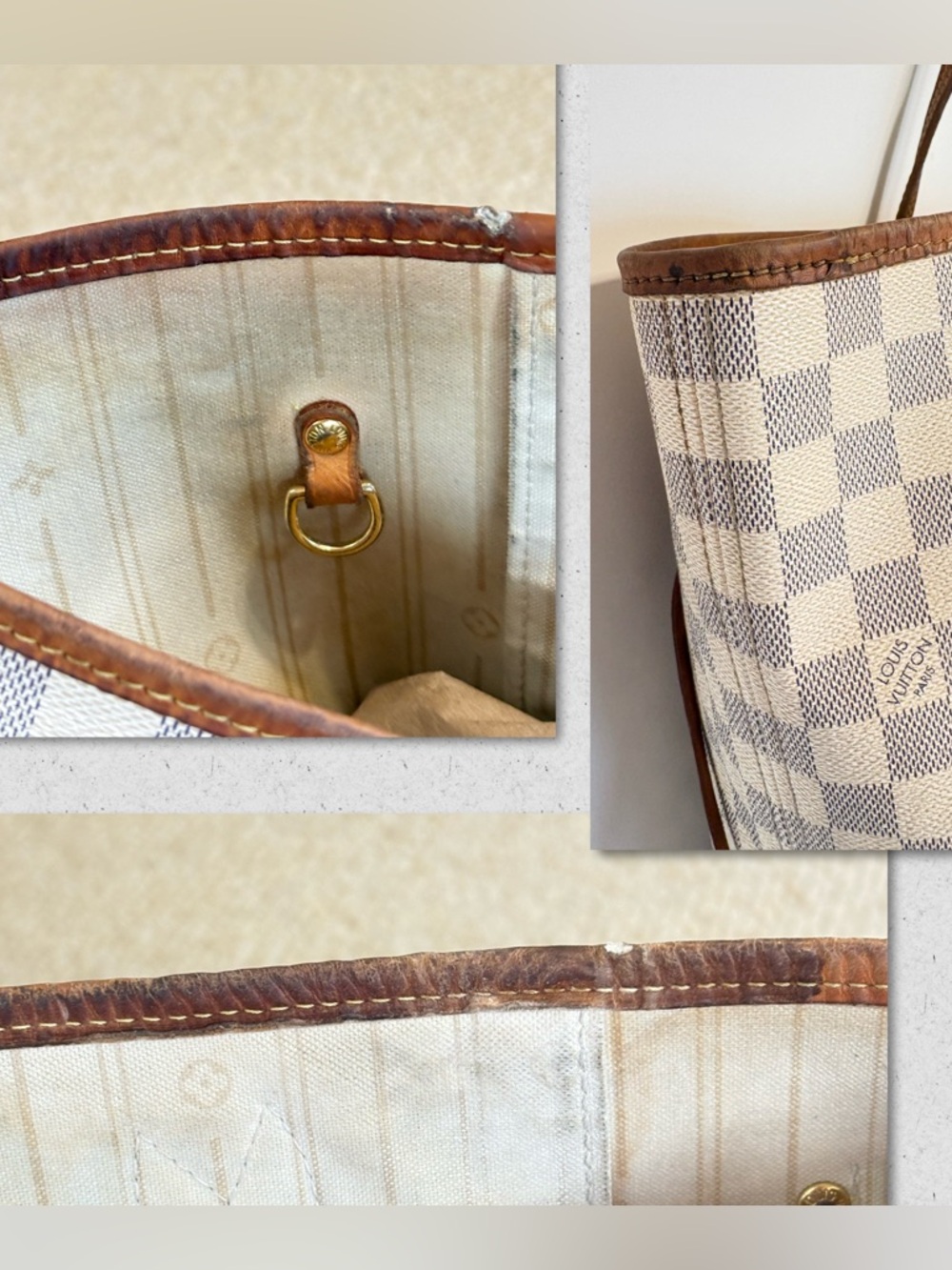 Authentic Louis Vuitton Damier Azur Neverfull GM with COA - Picture 10 of 14